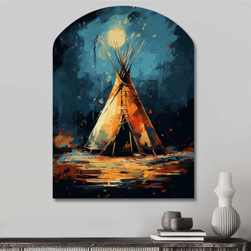 Native Tipi Journey Of The Tribes - Asymmetric Metal Wall Art